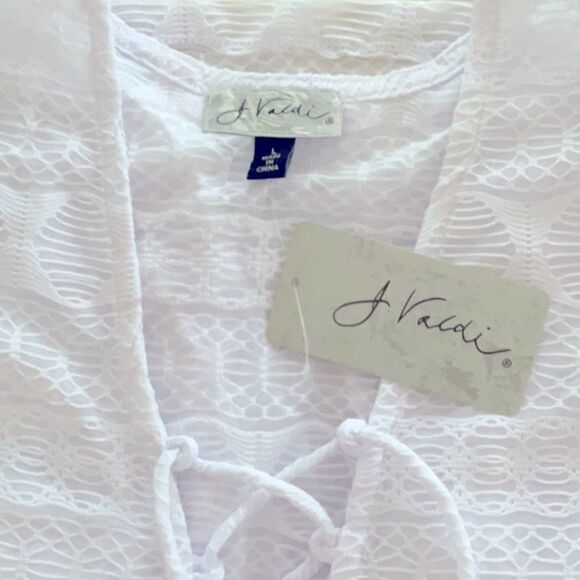 J VALDI NWT SWIMWEAR BATHING SUIT COVER UP DRESS WHITE LARGE - Picture 4 of 7